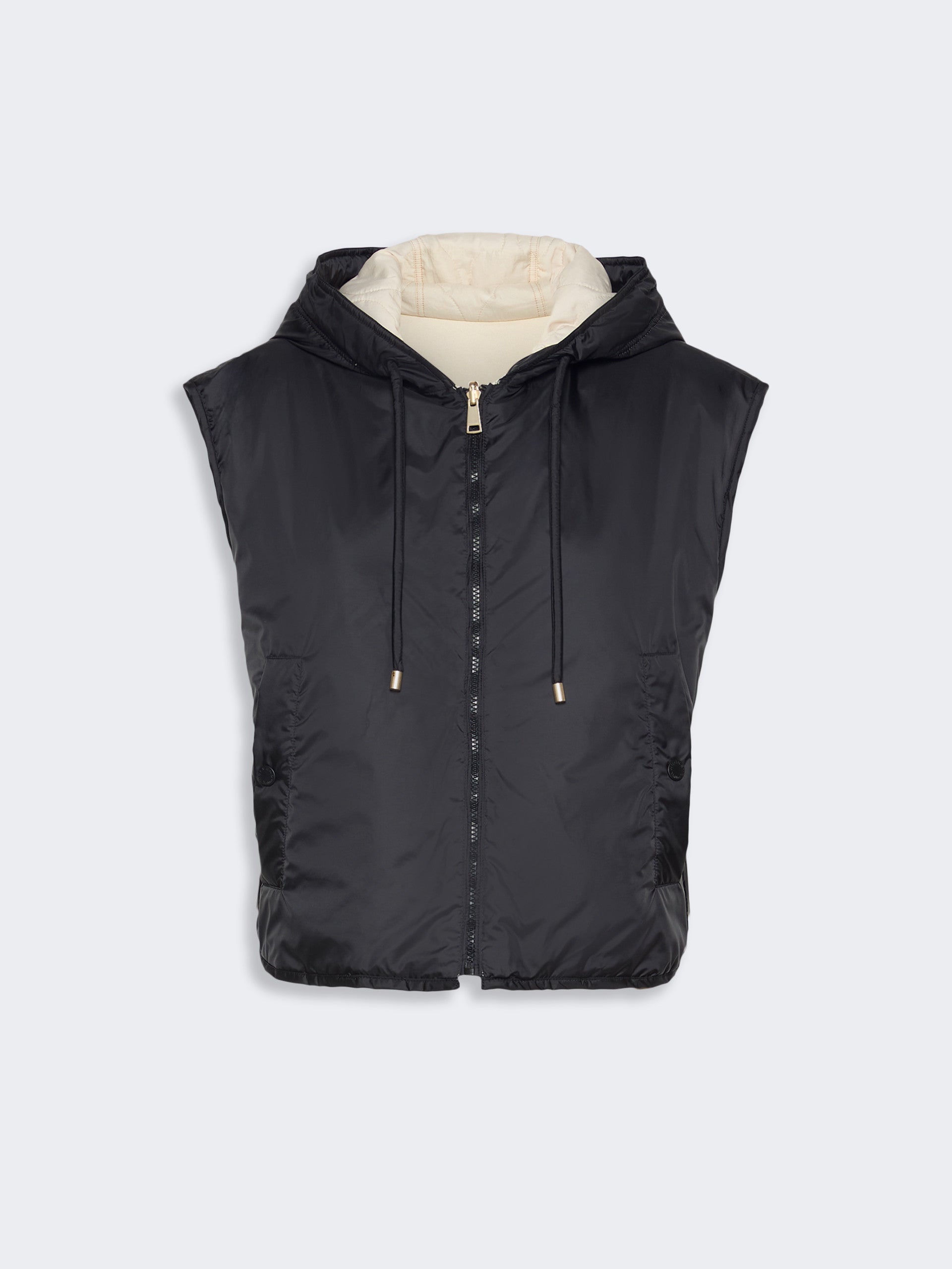 Reversible water-repellent canvas padded gilet - BLACK