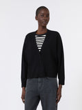 Viscose yarn V-neck cardigan - BLACK
