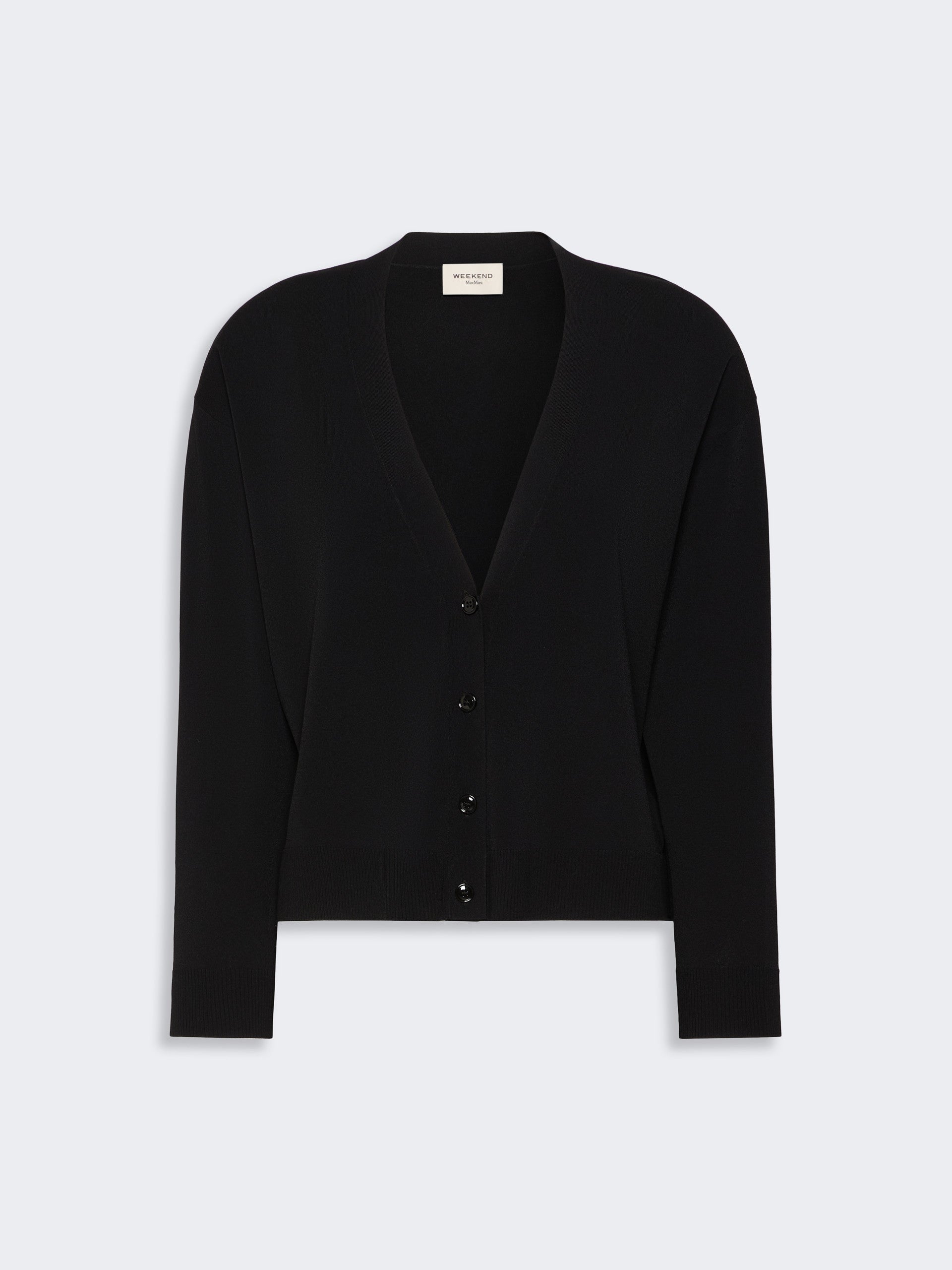 Viscose yarn V-neck cardigan - BLACK