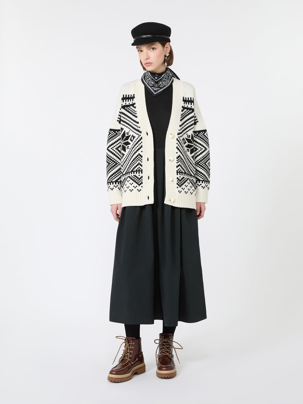 Jacquard wool cardigan