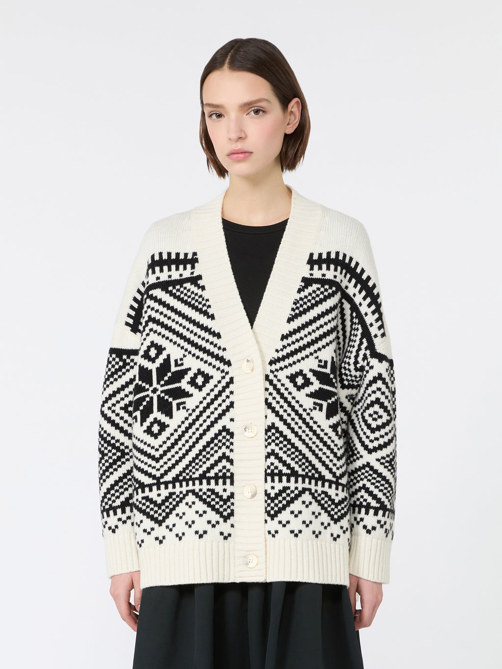 Jacquard wool cardigan