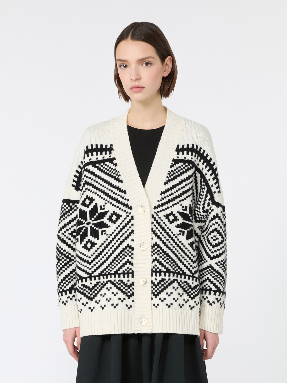 Jacquard wool cardigan