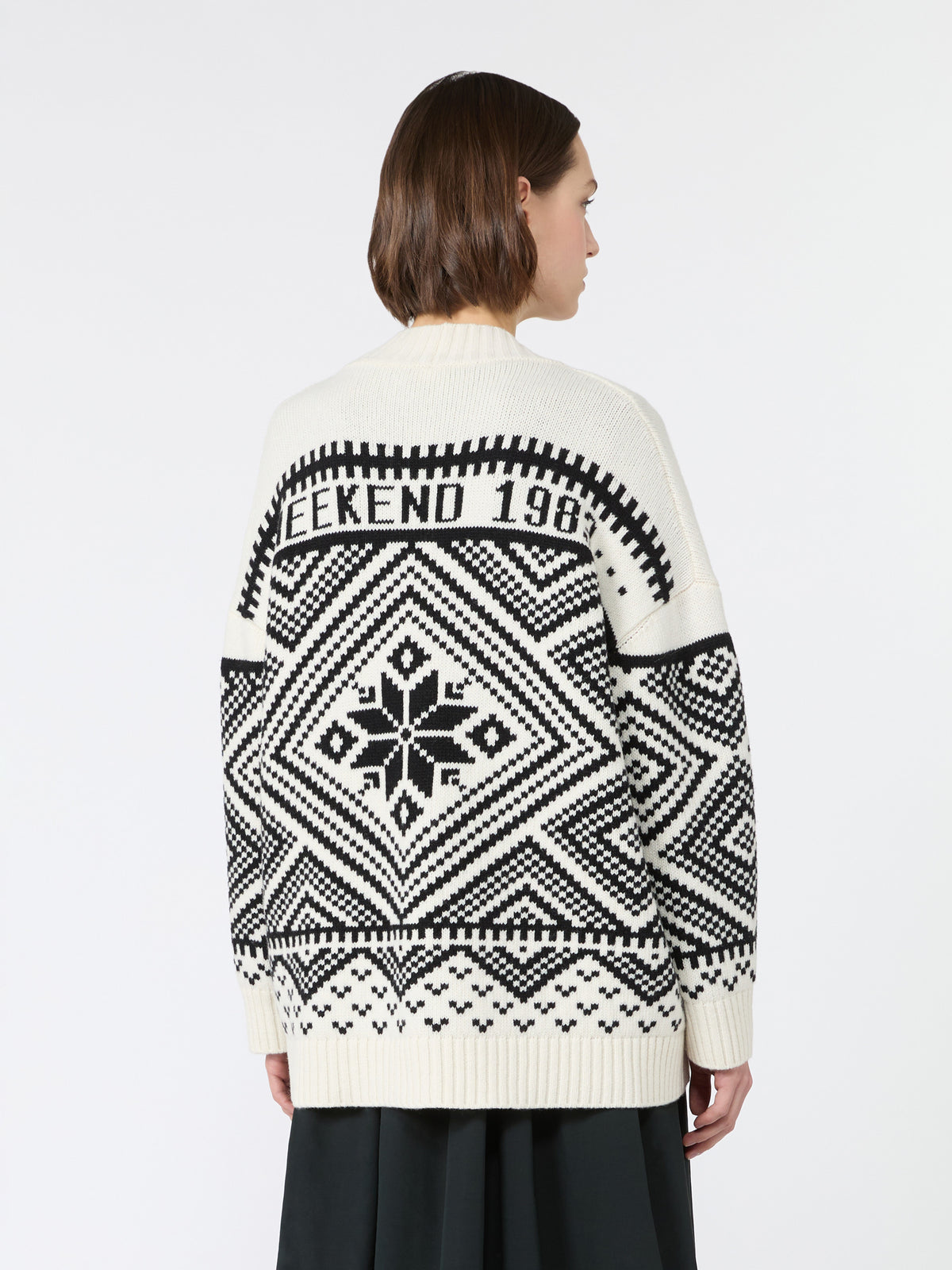 Jacquard wool cardigan