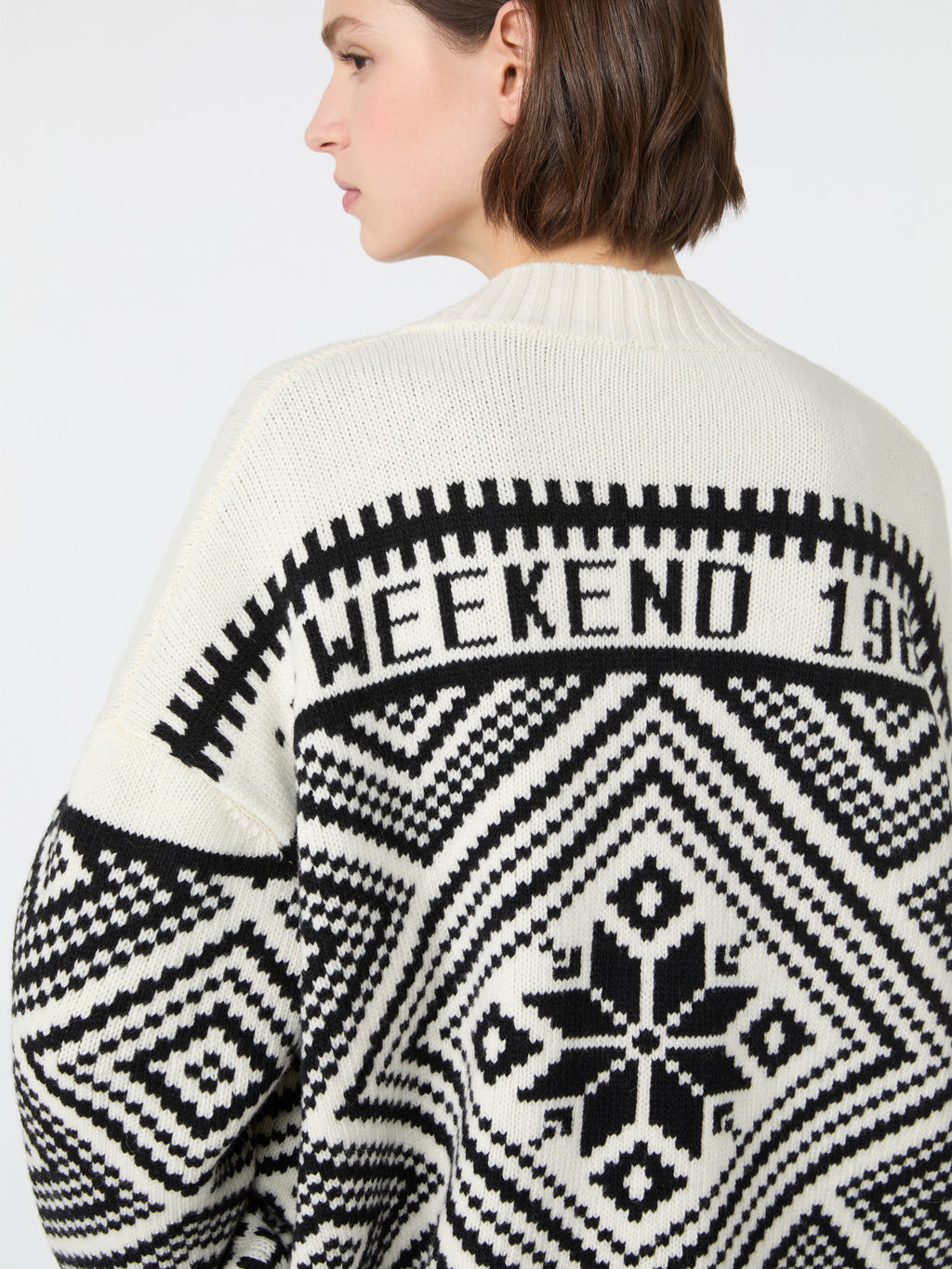 Jacquard wool cardigan