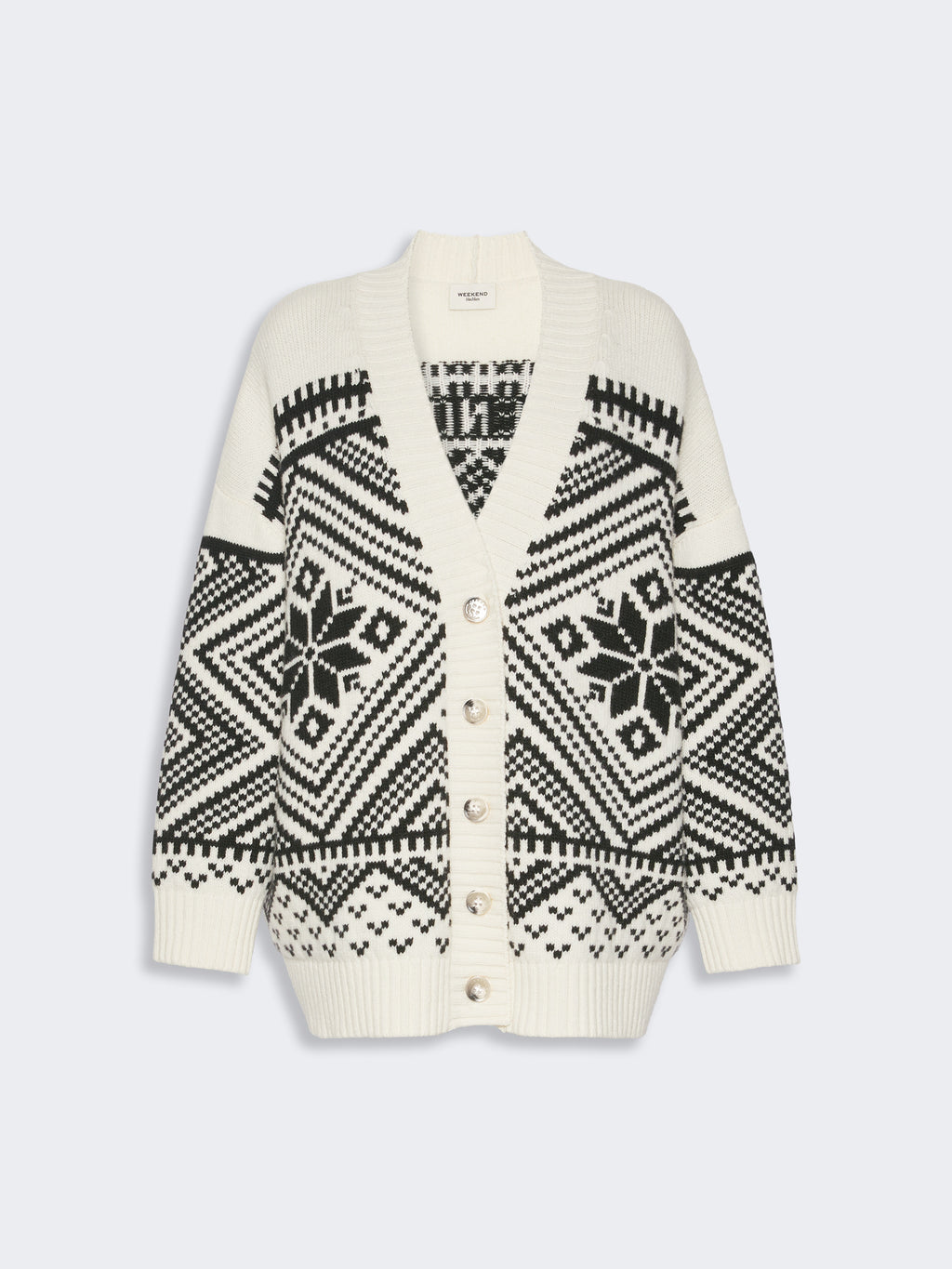 Jacquard wool cardigan