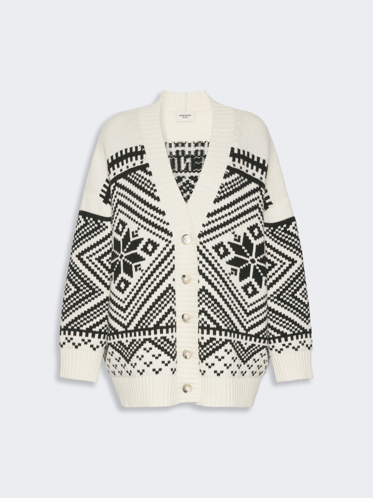 Jacquard wool cardigan