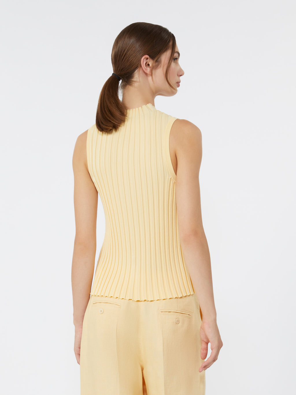 Stretch viscose yarn jumper - LIGHT YELLOW
