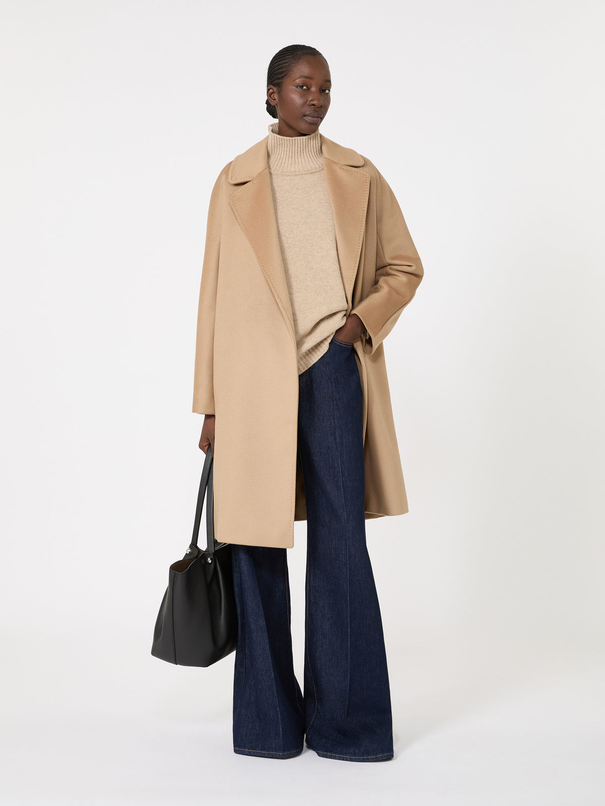 Wool knit turtleneck jumper - BEIGE