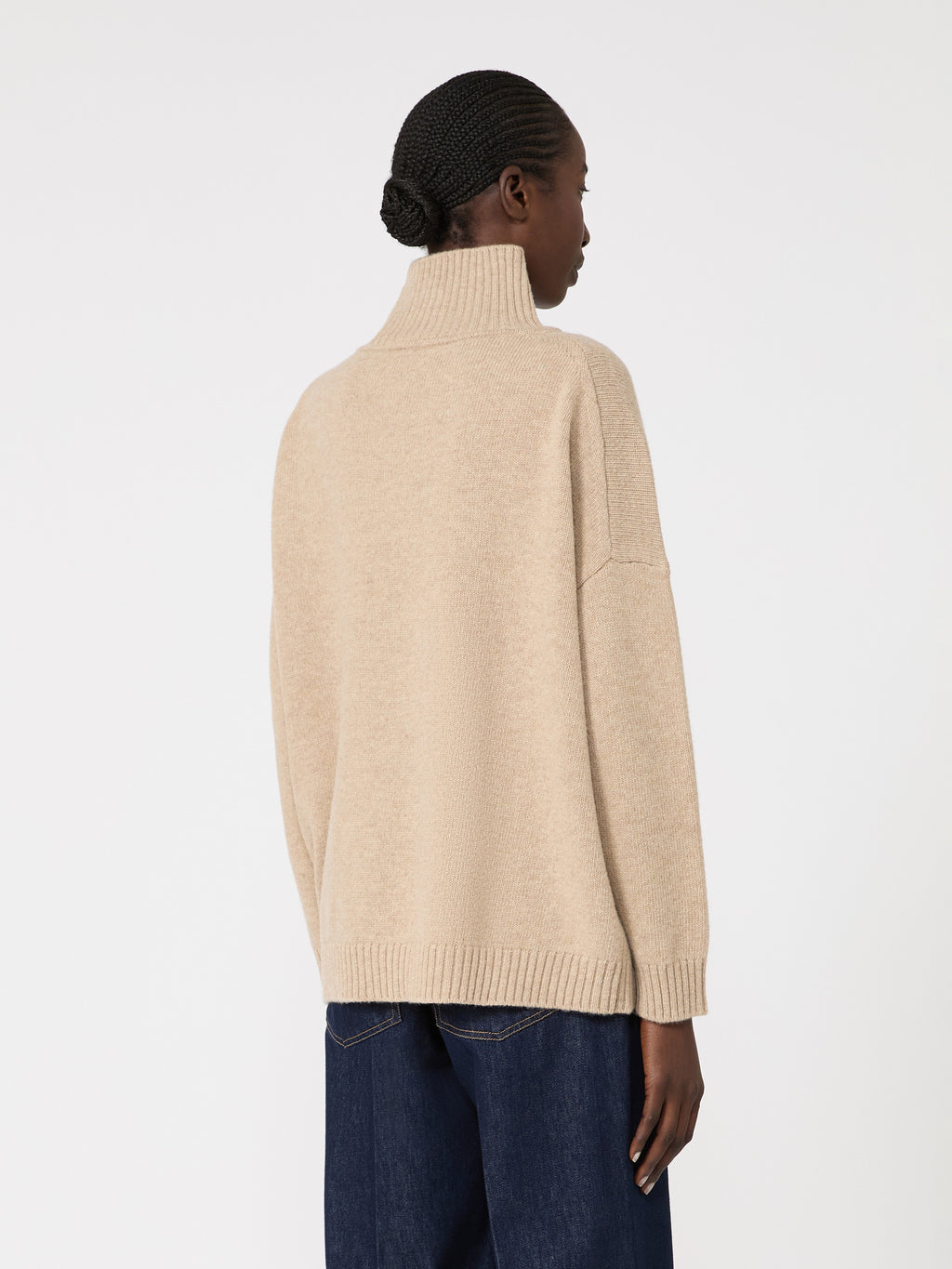 Wool knit turtleneck jumper - BEIGE