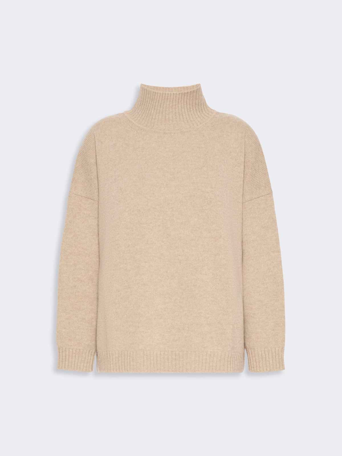 Wool knit turtleneck jumper - BEIGE