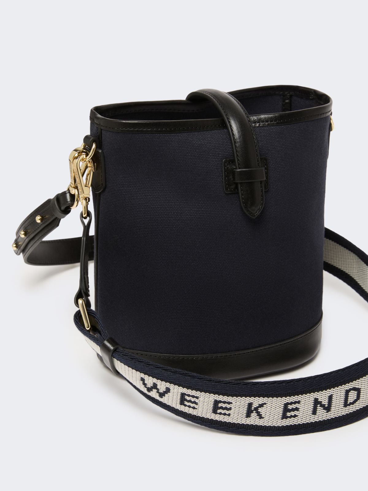 Small canvas and leather bucket bag - ULTRAMARINE