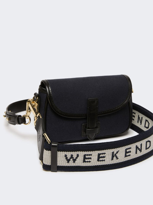 Canvas and leather micro crossbody bag - ULTRAMARINE