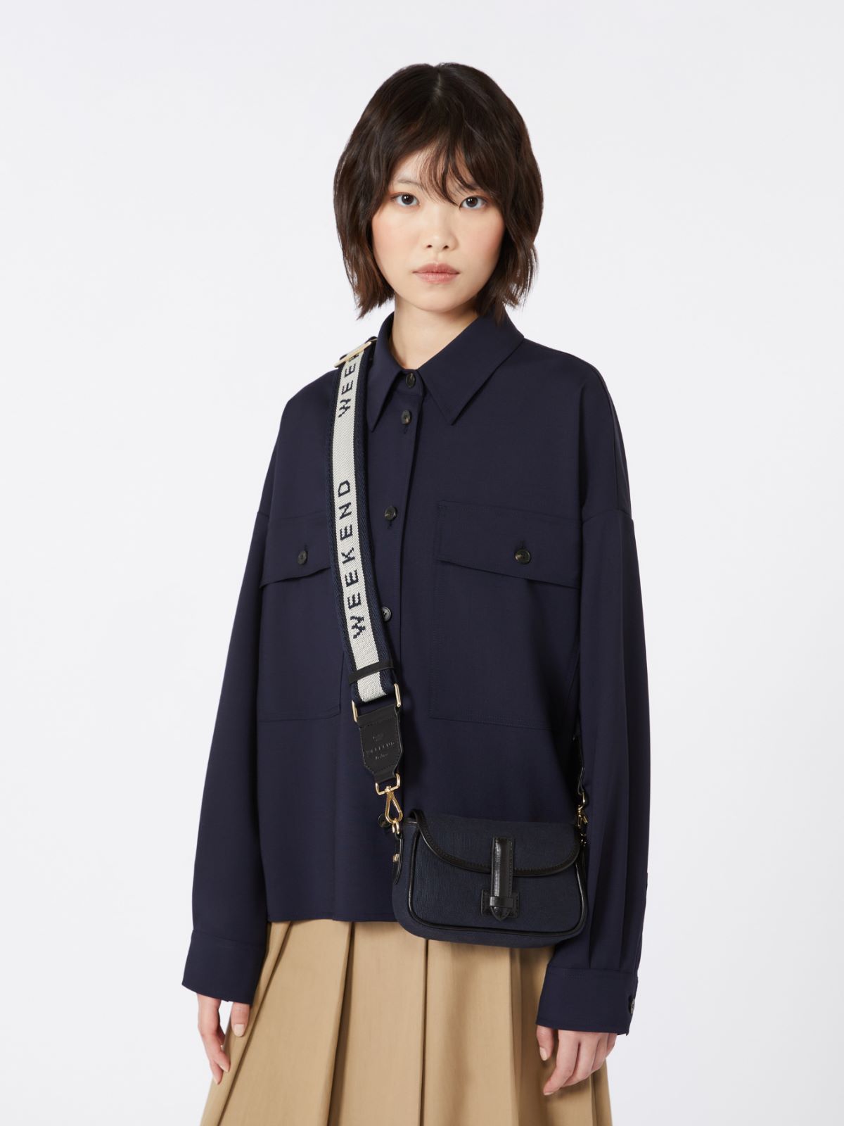 Canvas and leather micro crossbody bag - ULTRAMARINE