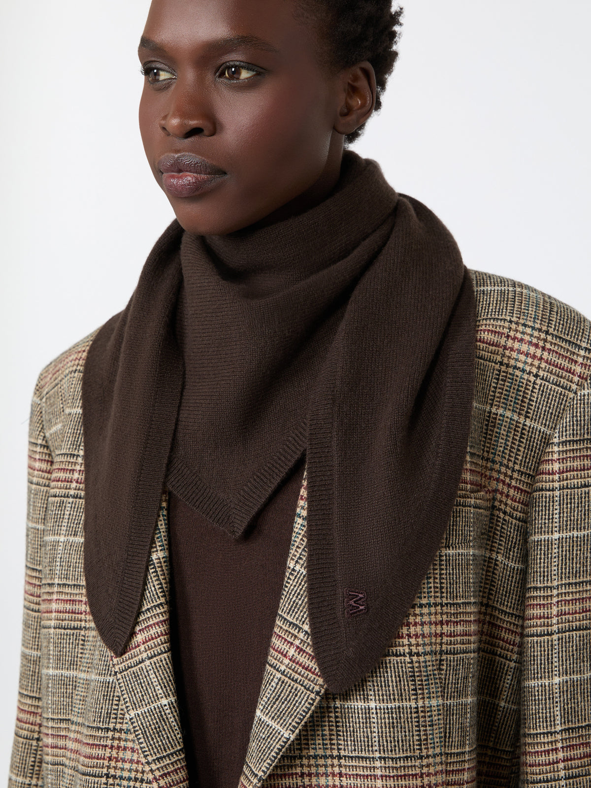 Triangle cashmere scarf - BROWN