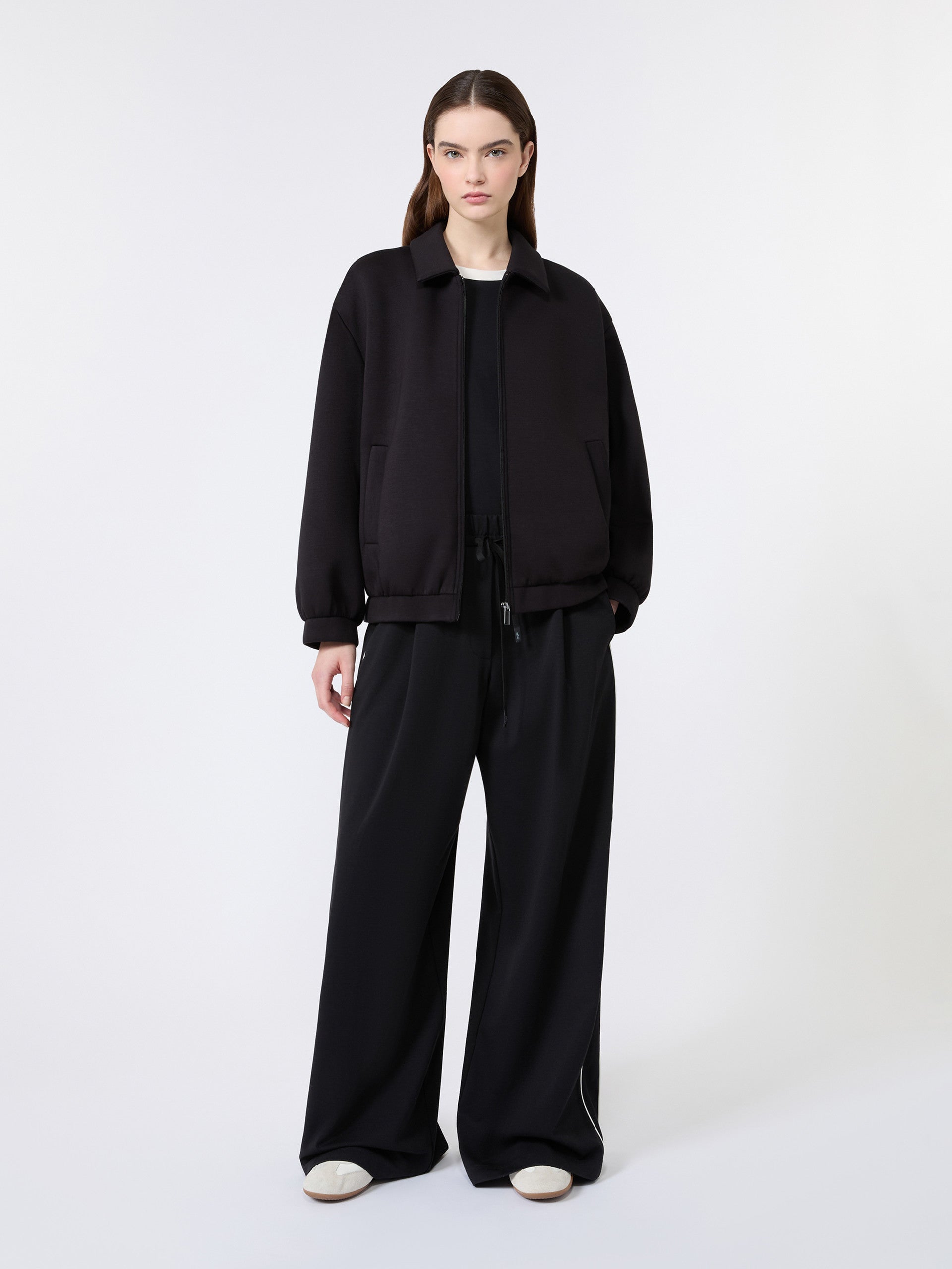 Wide-fit Milano-knit jersey trousers