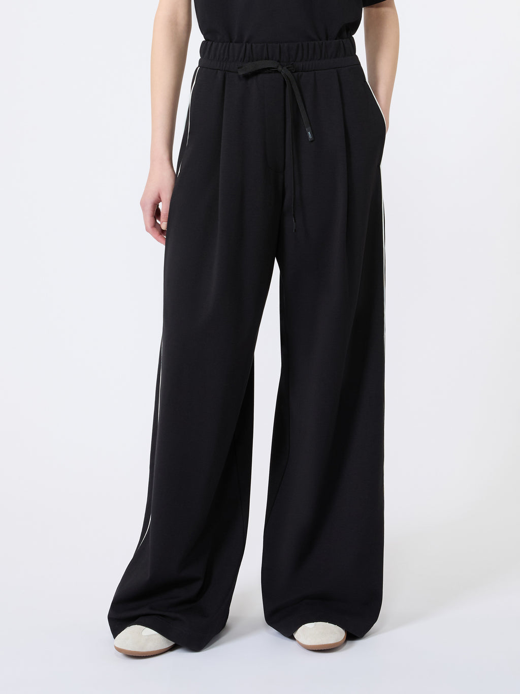 Wide-fit Milano-knit jersey trousers