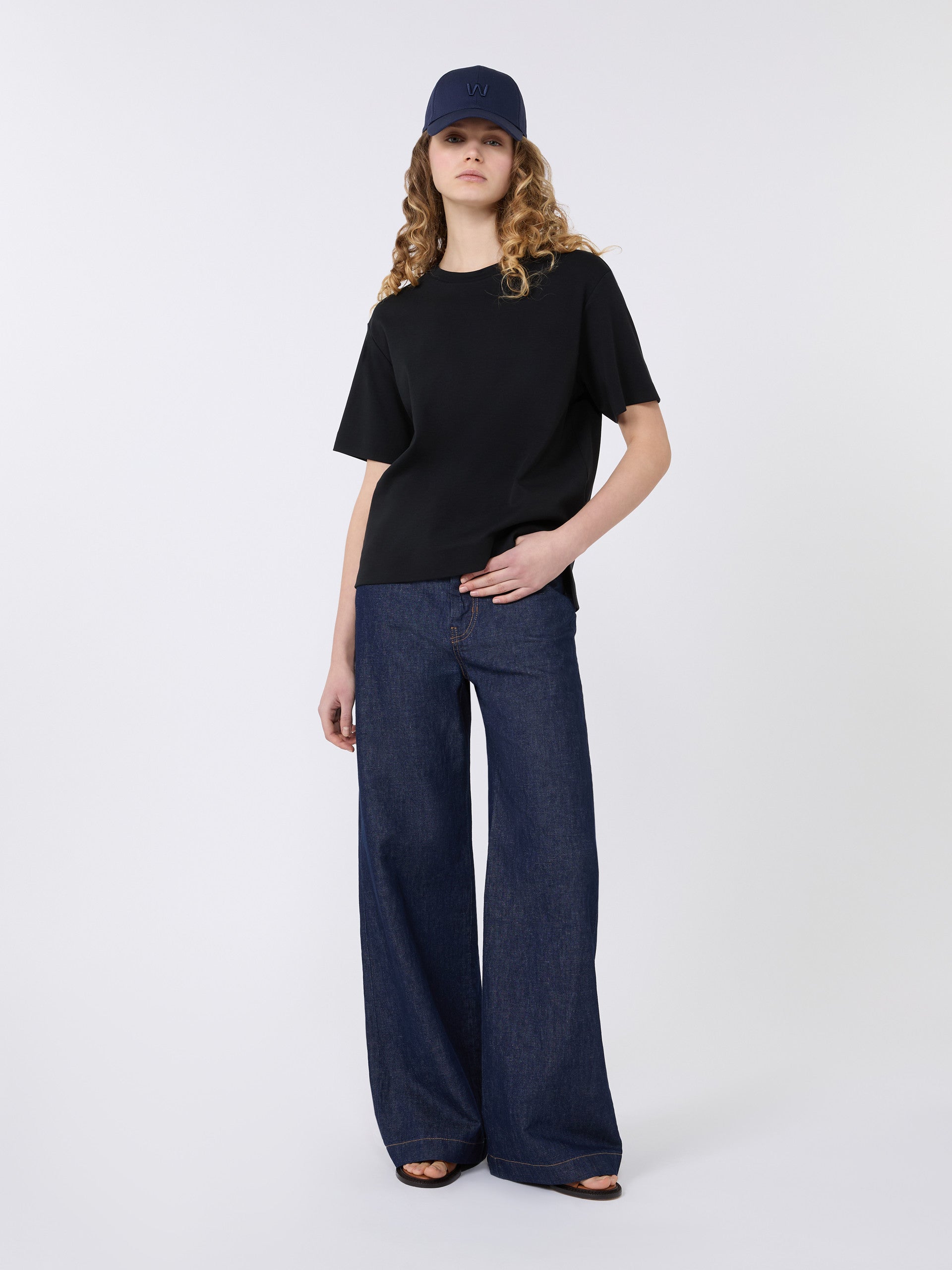 Cotton jersey boxy T-shirt - BLACK