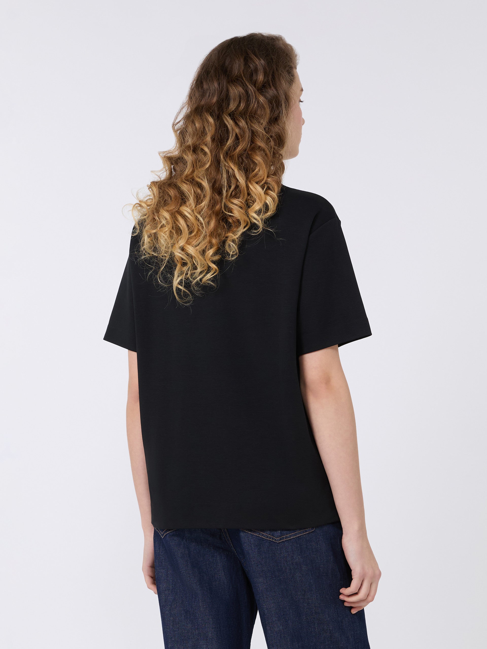 Cotton jersey boxy T-shirt - BLACK