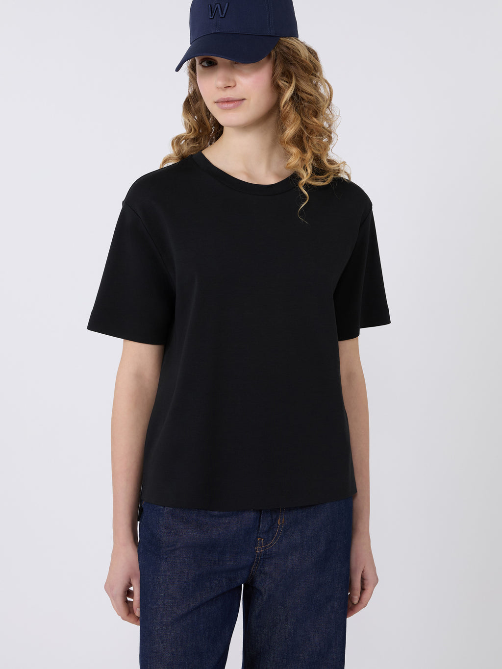 Cotton jersey boxy T-shirt - BLACK