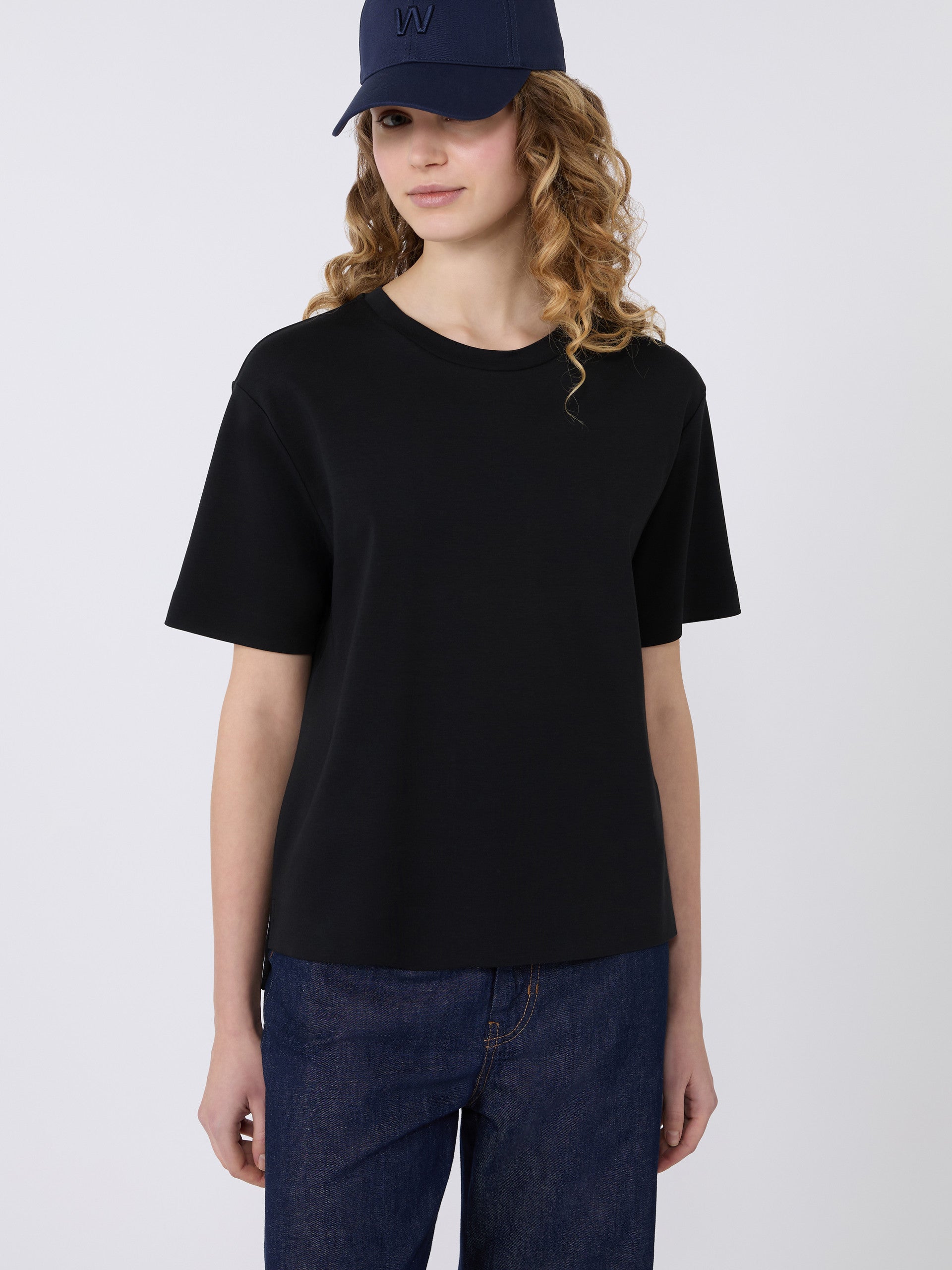 Cotton jersey boxy T-shirt - BLACK