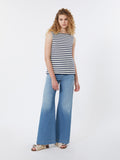 Sleeveless interlock jersey top - NAVY