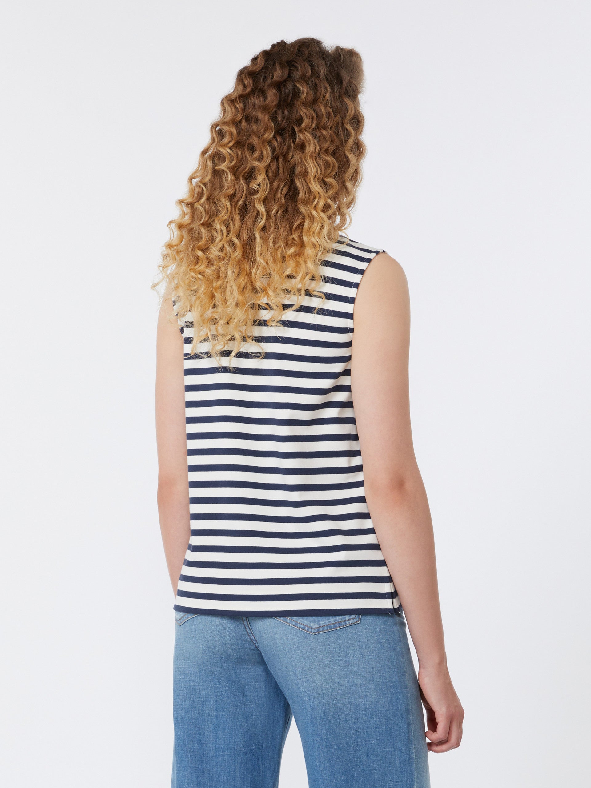 Sleeveless interlock jersey top - NAVY