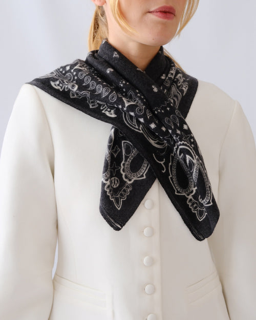 CASHMERE PAISLEY SCARF | BLACK | 65 CM