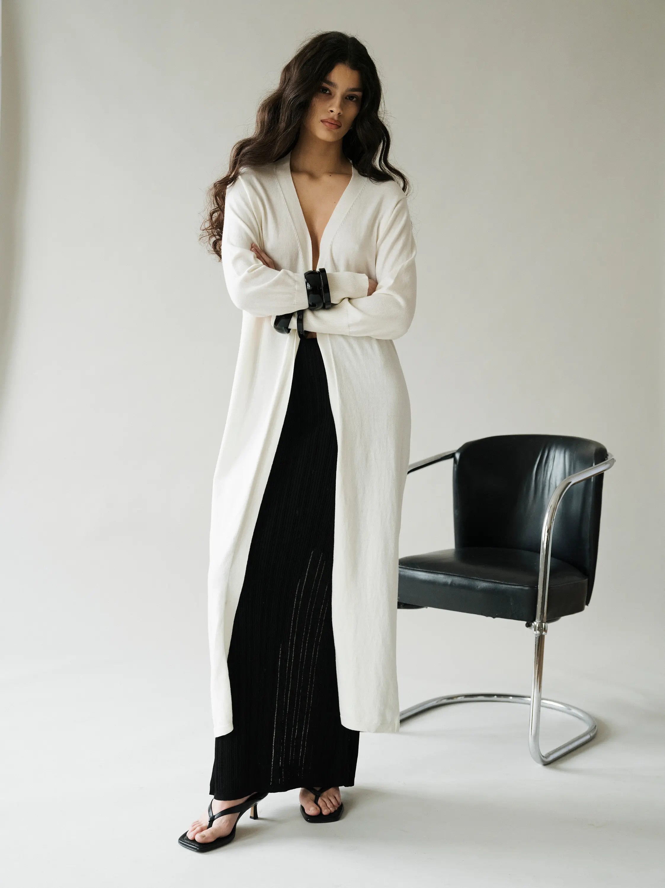 ÀVORA, Long Cardigan Off White