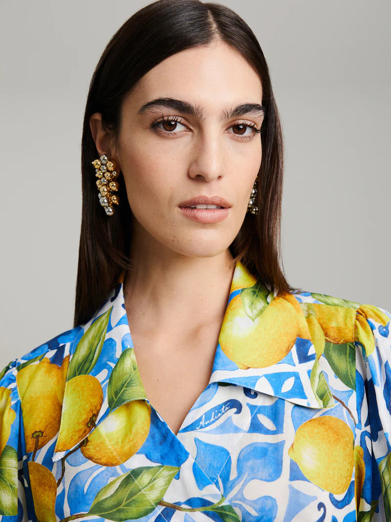 Andiata, Calypso Wrap Blouse Capri Lemons