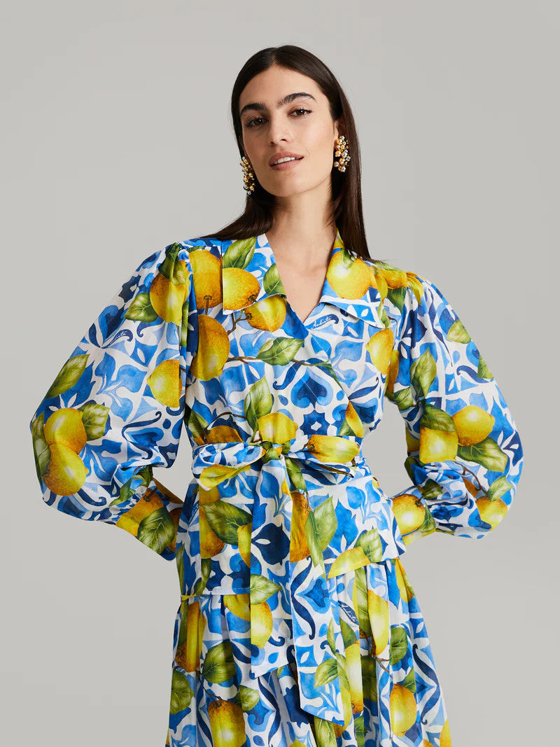 Andiata, Calypso Wrap Blouse Capri Lemons
