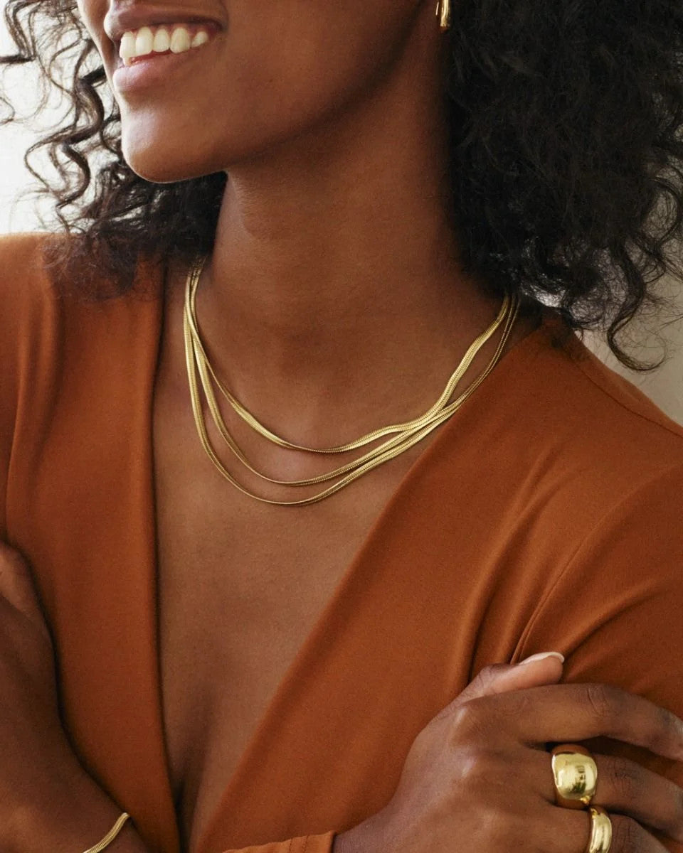 Edblad, Herringbone Triple Necklace Gold