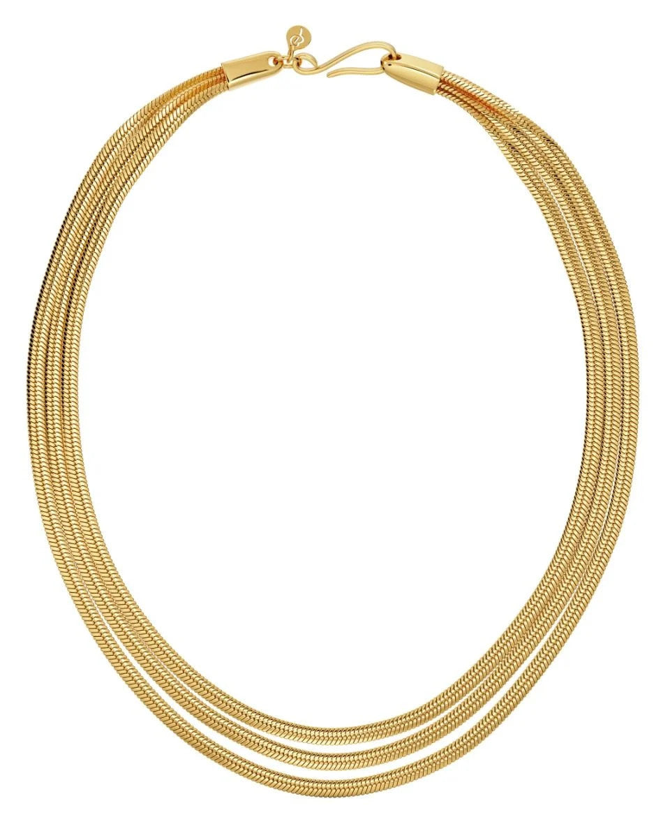 Edblad, Herringbone Triple Necklace Gold