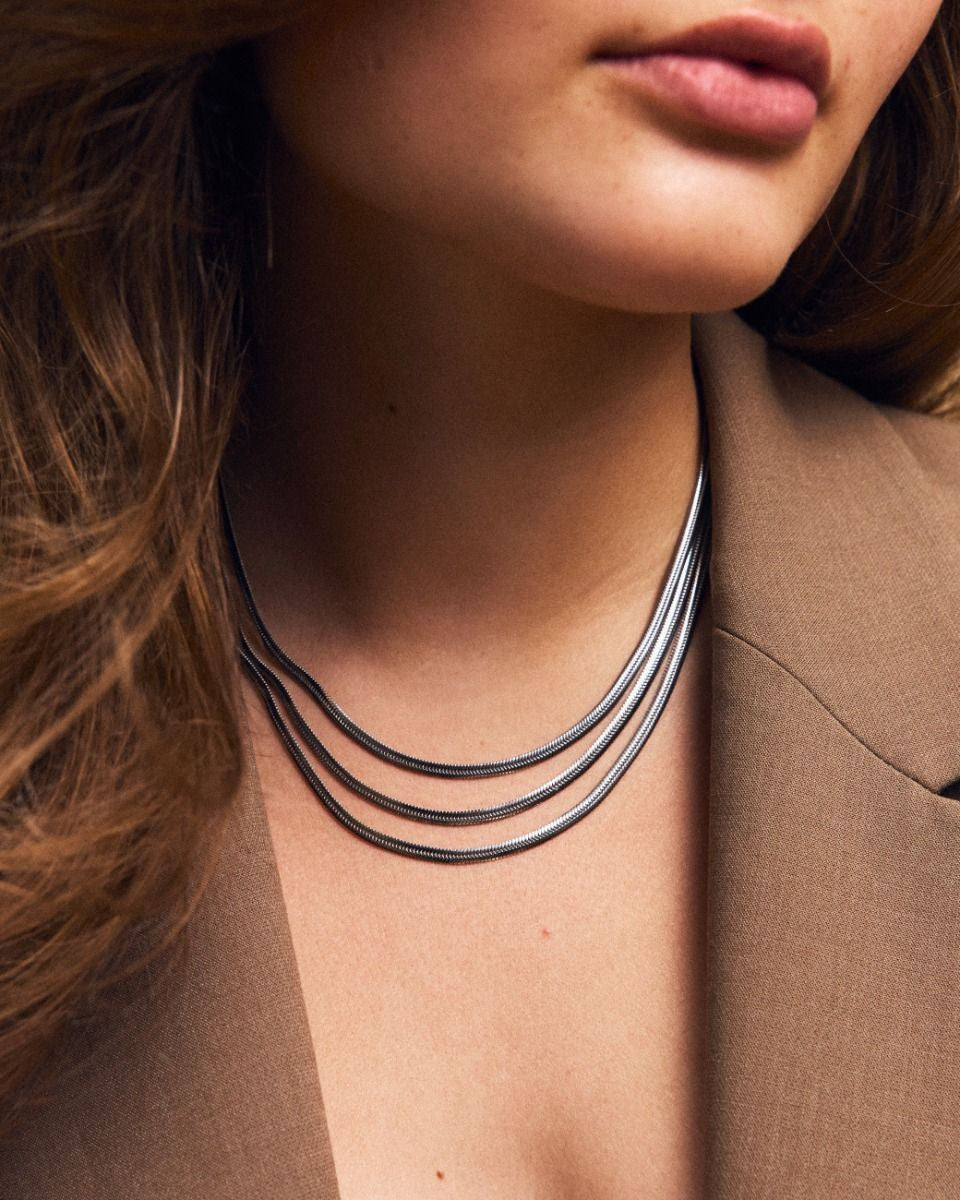 Edblad, Herringbone Triple Necklace Steel