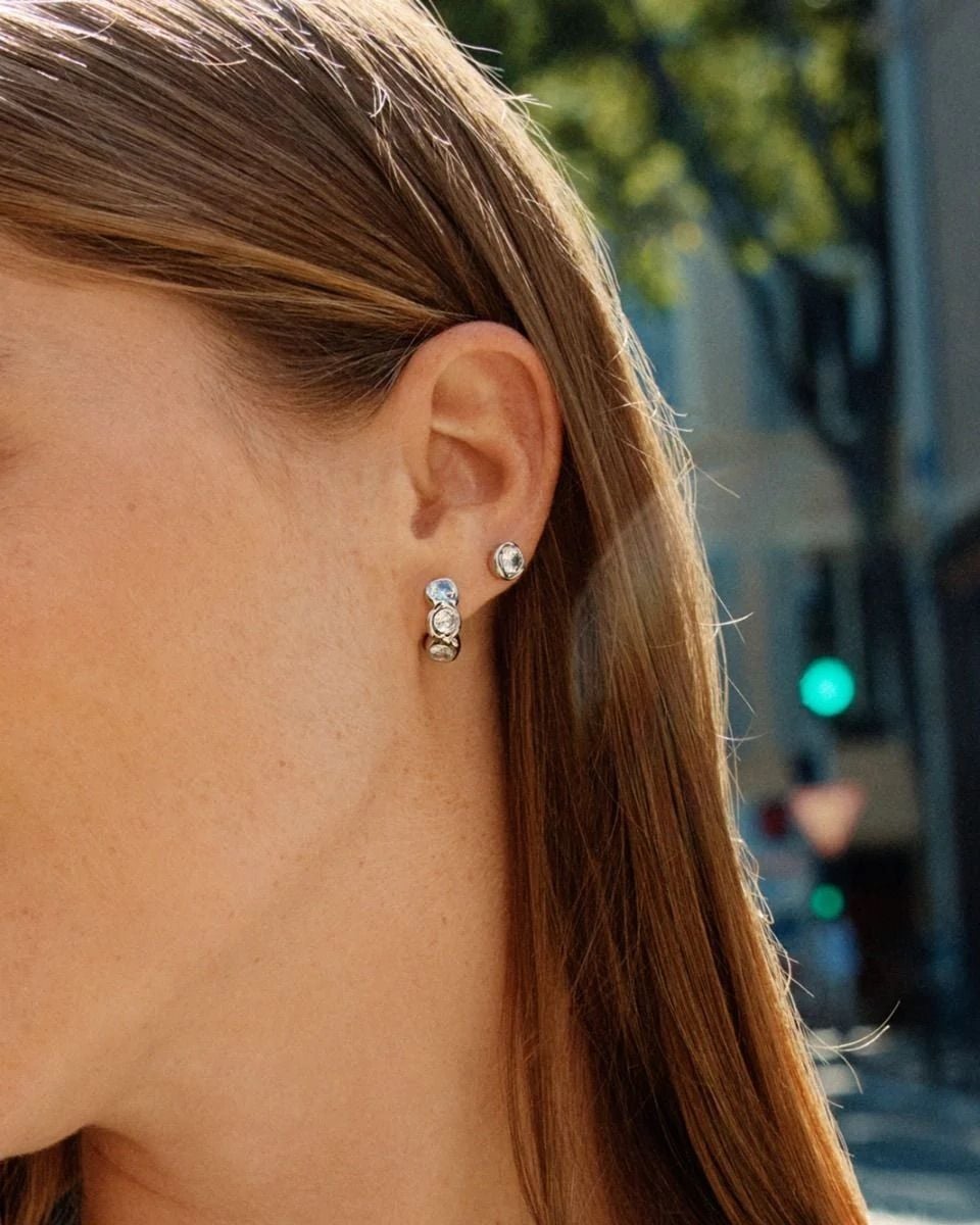 Ocean Gem Hoops Silver