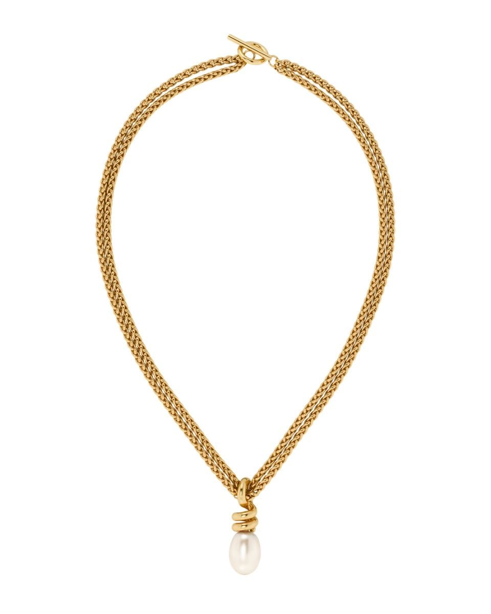 Swivel Necklace Pearl L Gold