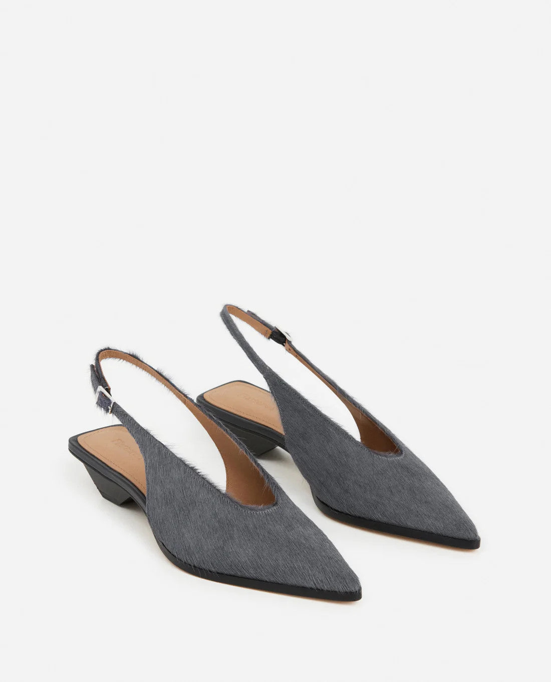 Flattered, Avalon Leather Grey Hair Slingback