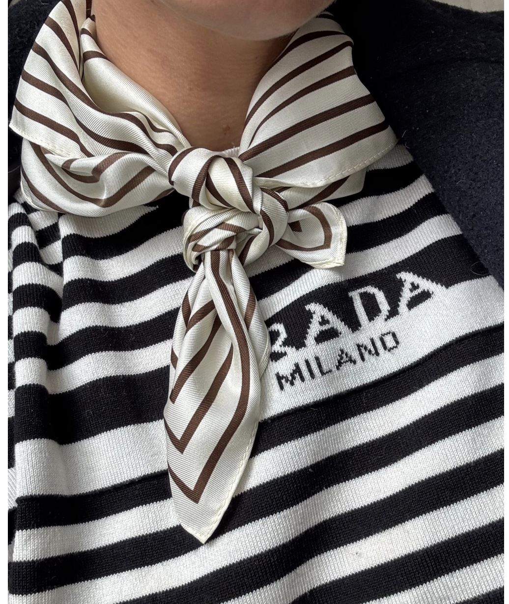 Le Scarf, STRIPED SCARF | CREAM & MOCHA MOUSSE | 50 CM
