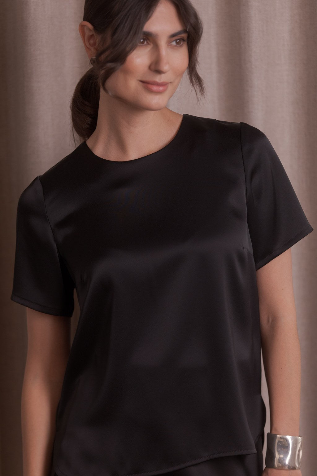Original Story, Tessa Satin Shirt Black