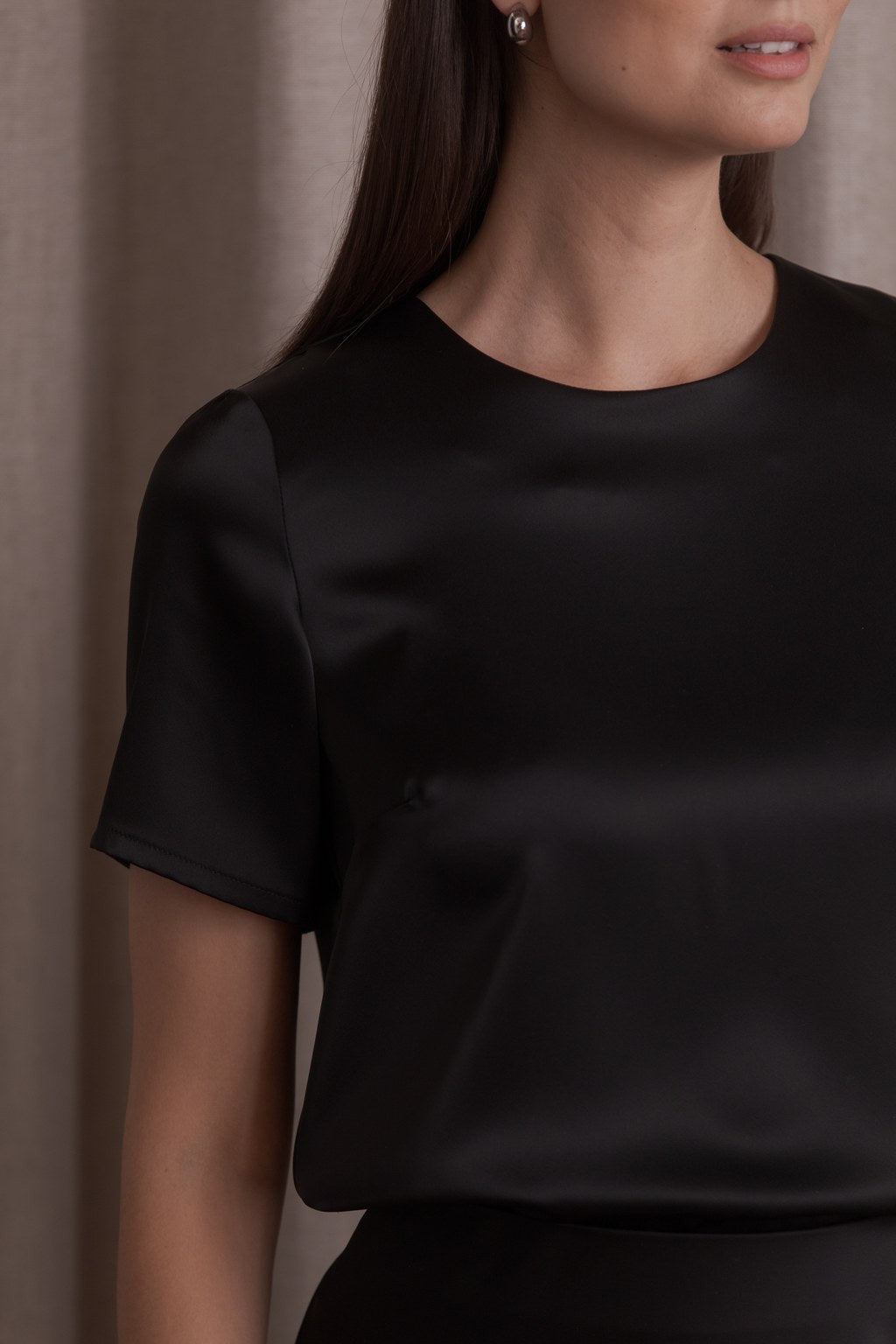 Original Story, Tessa Satin Shirt Black