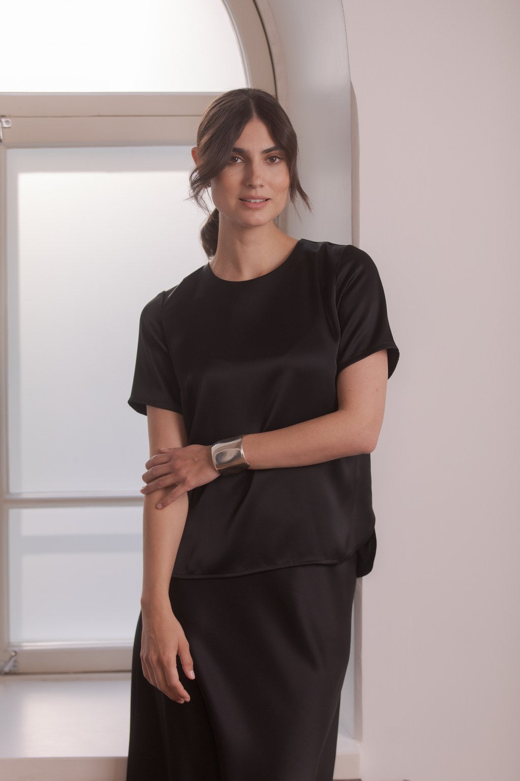 Original Story, Tessa Satin Shirt Black