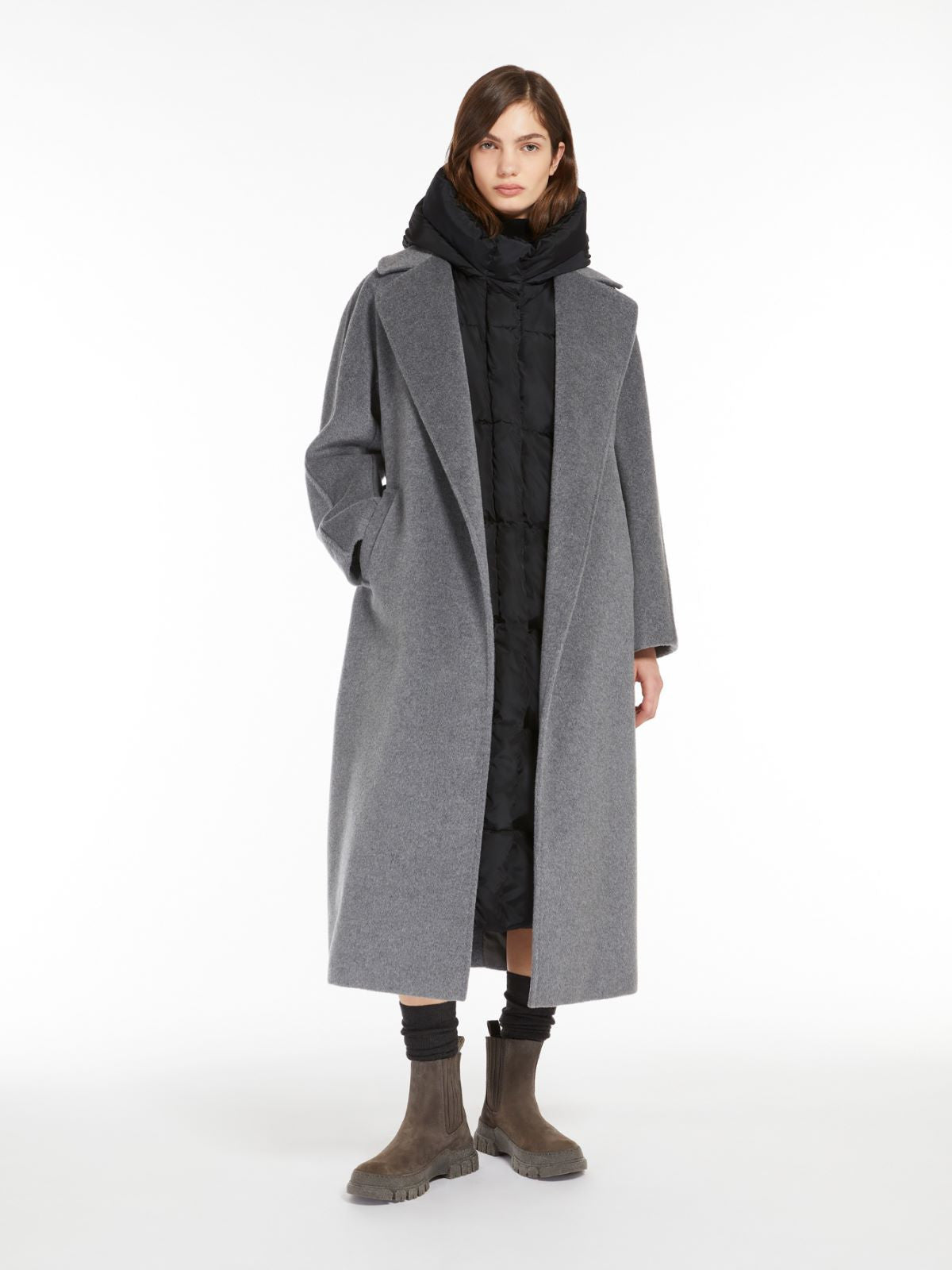 Weekend Max Mara, Tempera Wool & Alpaca Robe Coat Medium Grey