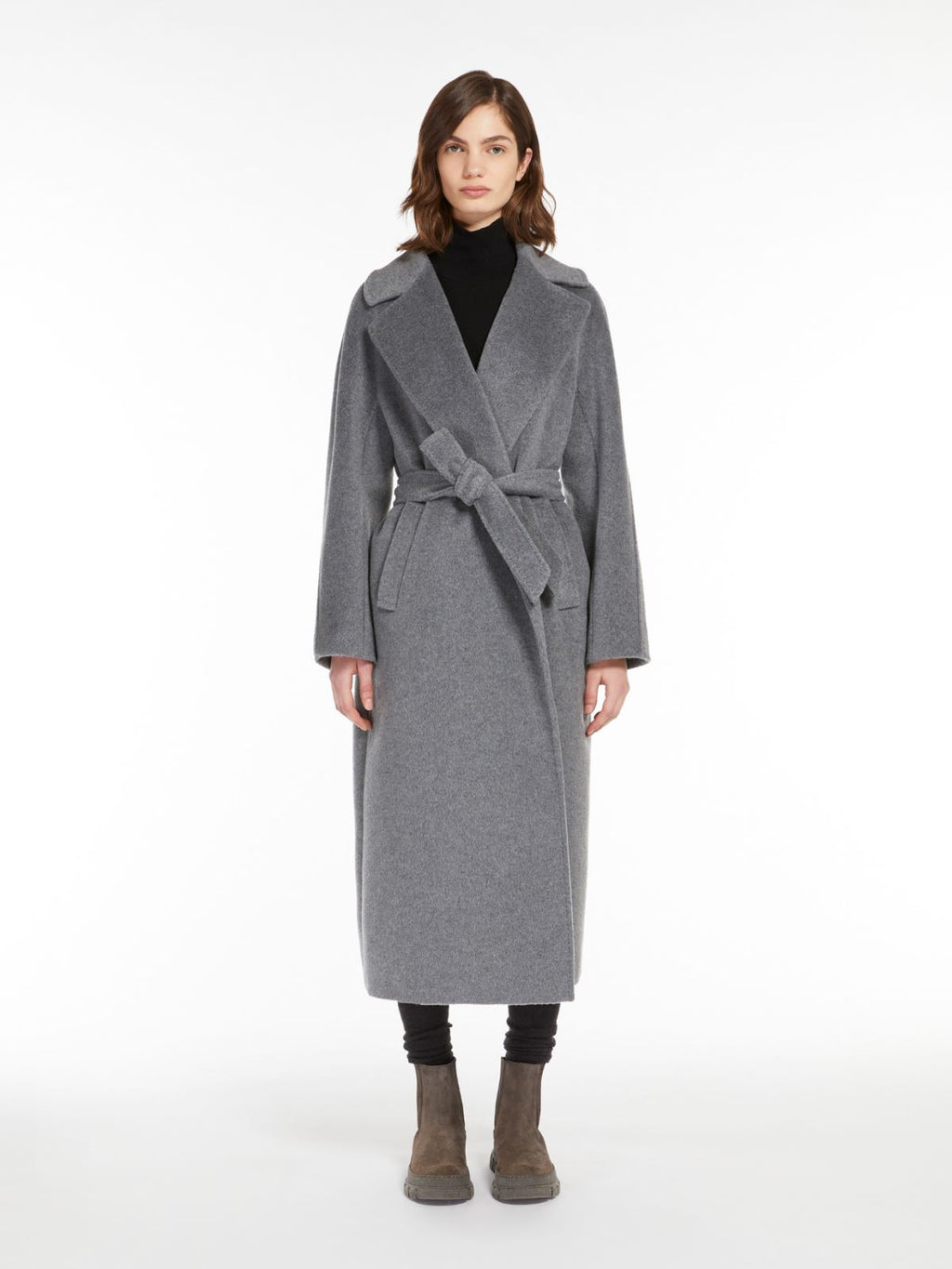 Weekend Max Mara, Tempera Wool & Alpaca Robe Coat Medium Grey