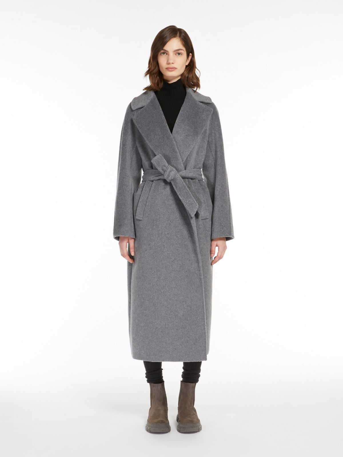 Weekend Max Mara, Tempera Wool & Alpaca Robe Coat Medium Grey