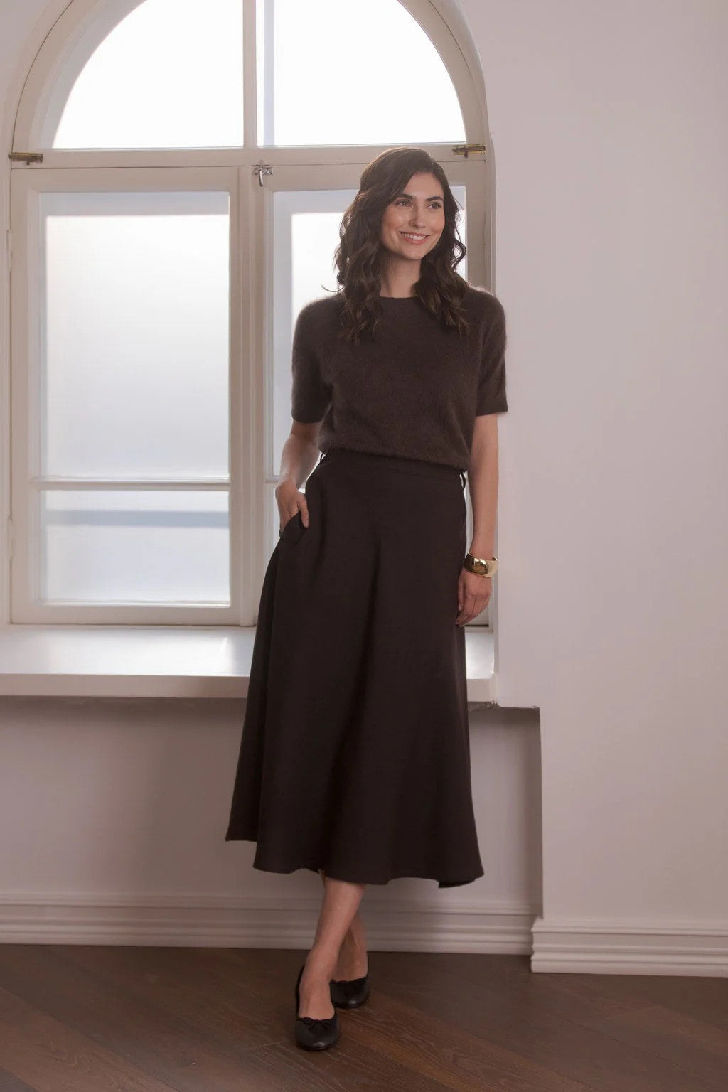 Original Story, Liana Linen Skirt Dark Chocolate