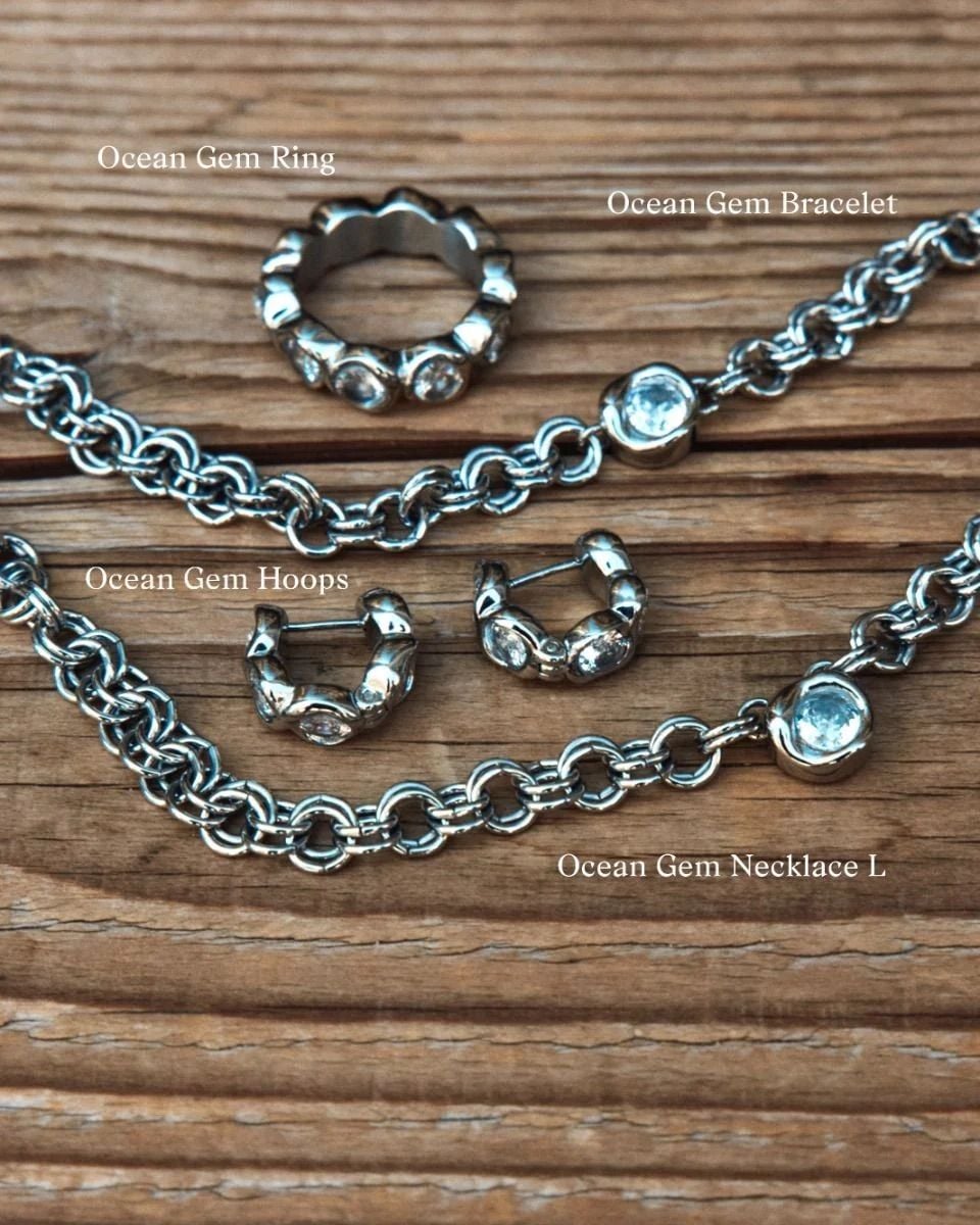 Ocean Gem Hoops Silver