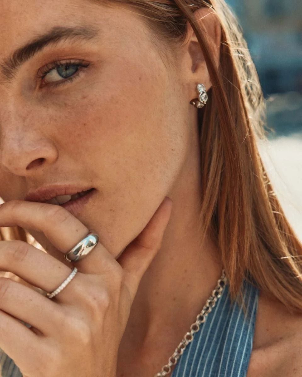Ocean Gem Hoops Silver