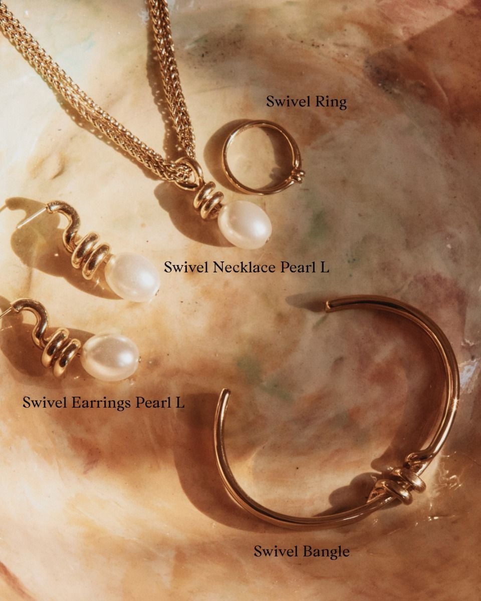 Swivel Necklace Pearl L Gold