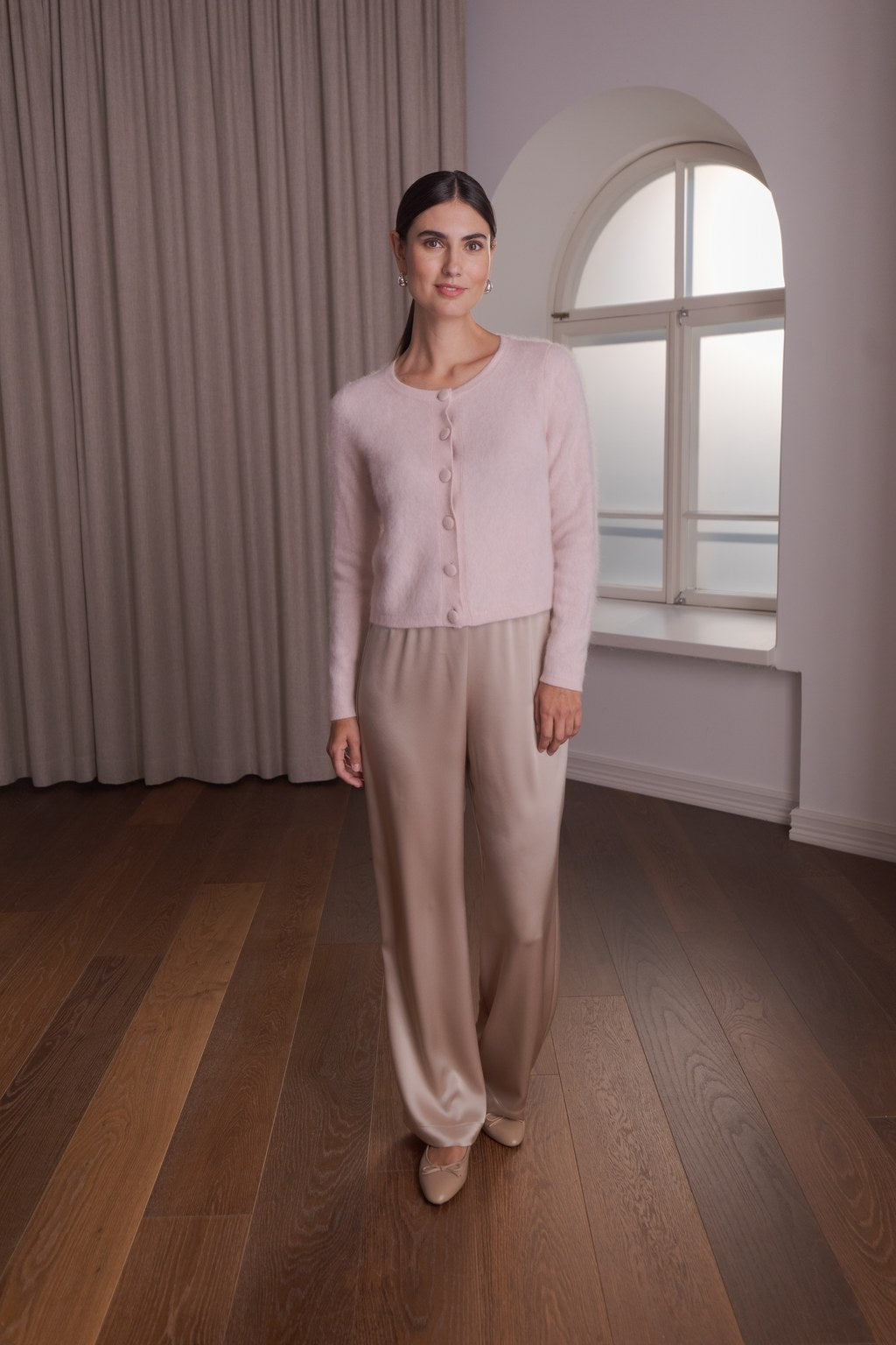 Pitkähihainen kashmirneuletakki, Pale pink