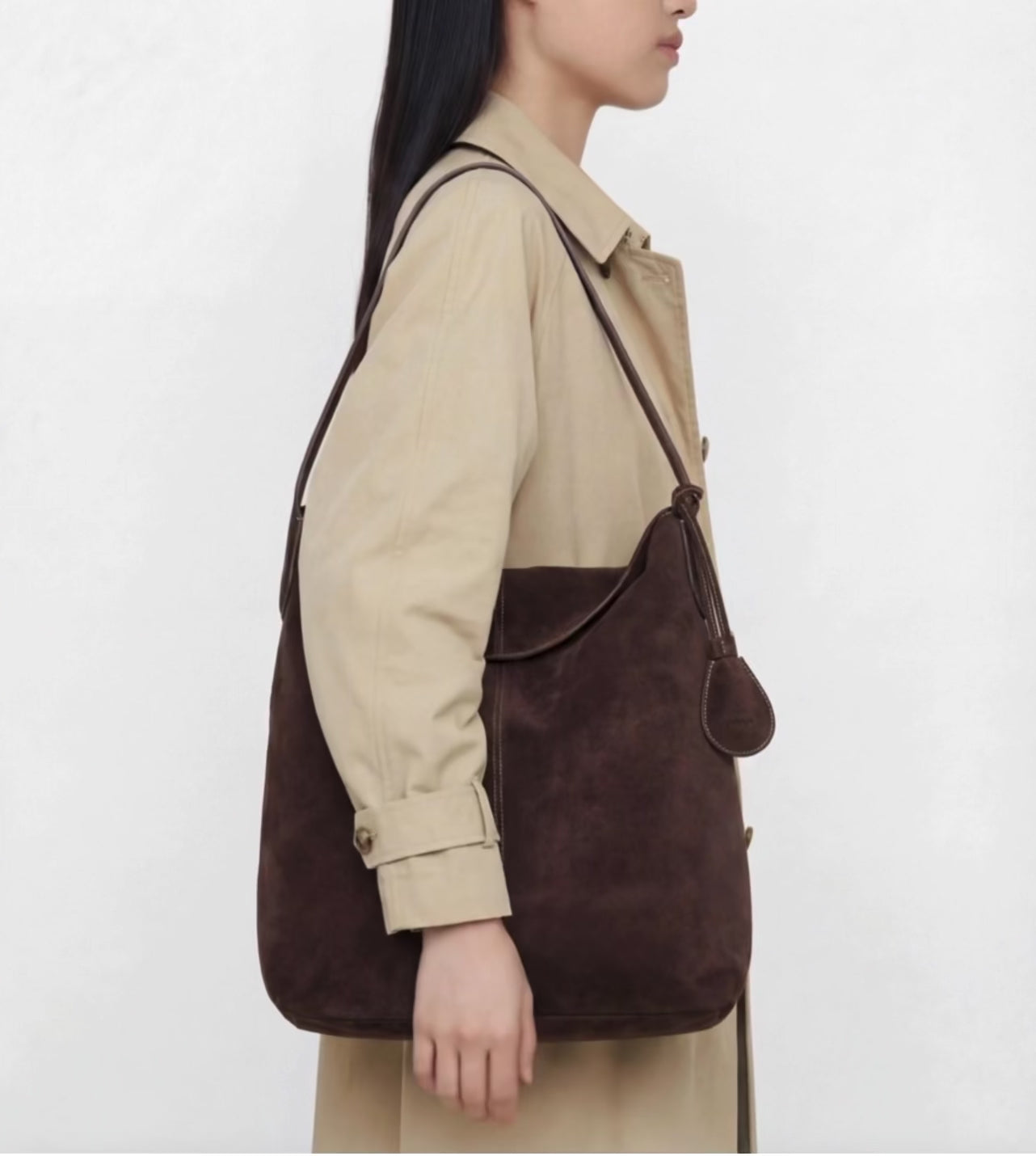 Alda Grande Shoulder Bag Suede Chocolate