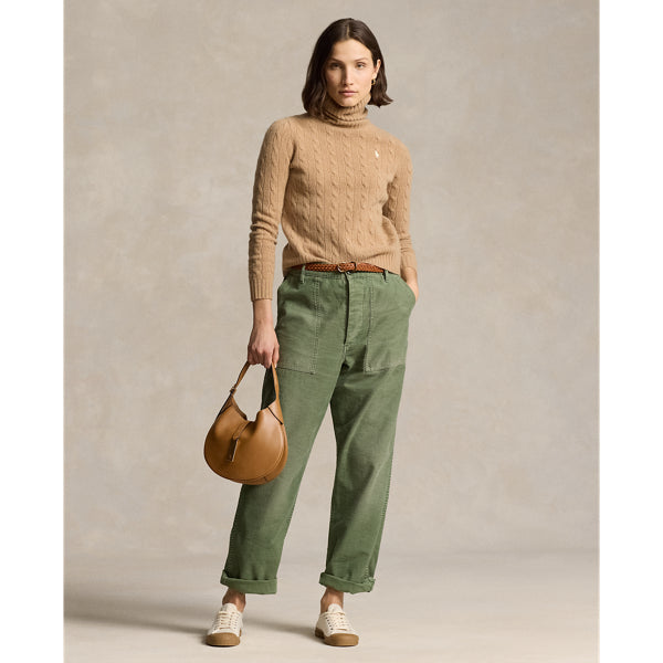 Wool-Cashmere Cable Roll Neck Jumper